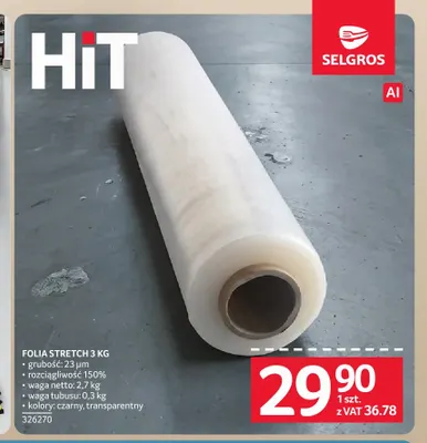 Folia stretch 3 kg promocja w Selgros