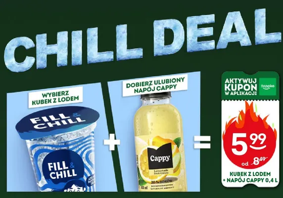 Zestaw kubek z lodem Fill & Chill + napój Cappy 0,4 l promocja w Żabka