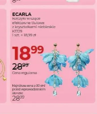 Kolczyki wiszące efektowne tiulowe z kryształkami niebieskie Ecarla promocja w Drogerie Jawa
