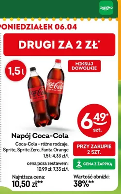 Napój Coca-Cola różne rodzaje, Sprite, Sprite Zero, Fanta Orange promocja w Żabka