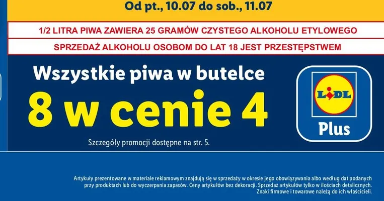 Piwa w butelce promocja w Lidl