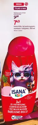 Żel pod prysznic, szampon do włosów i odżywka do włosów Isana Kids Bąbelkowe Disco promocja w Rossmann
