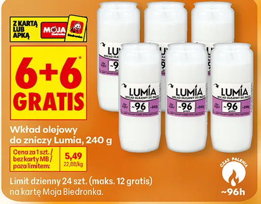Wkład olejowy do zniczy Lumia promocja w Biedronka