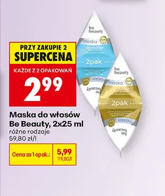 Maska do włosów Be Beauty do włosów suchych 2-pak promocja w Biedronka
