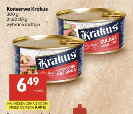 Konserwa Krakus gulasz angielski promocja w Delikatesy Centrum