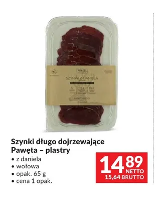 Szynka długo dojrzewająca wołowa Pawęta plastry promocja w Makro