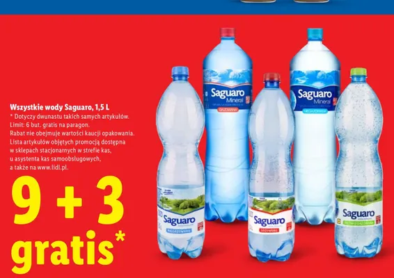 Woda mineralna niegazowana Saguaro 1,5 l promocja w Lidl