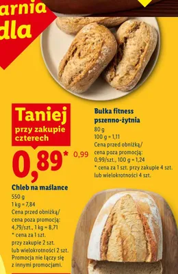 Bułka fitness pszenno-żytnia promocja w Lidl