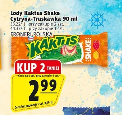 Lody Kaktus Shake Cytryna-Truskawka promocja w Prim Market