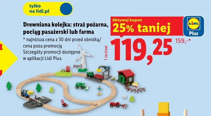 Drewniana kolejka promocja w Lidl
