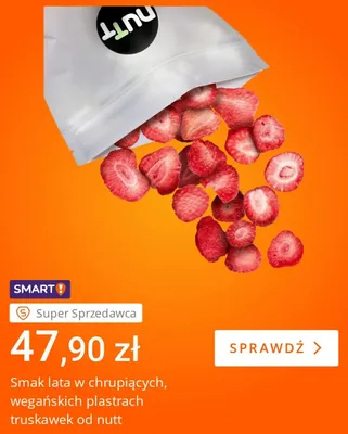 Truskawki liofilizowane w plastrach Nutt promocja w Allegro