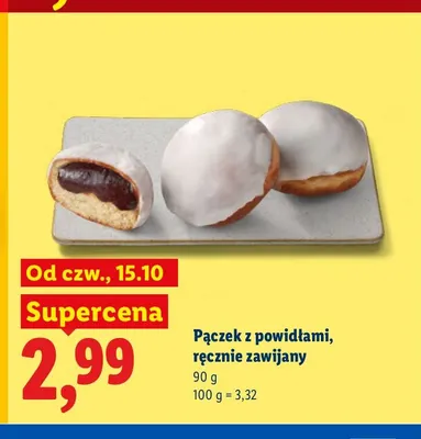 Pączek z powidłami ręcznie zawijany promocja w Lidl
