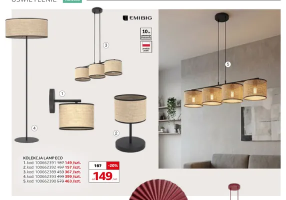 Lampa wisząca 3-punktowa Emibig Eco promocja w Komfort