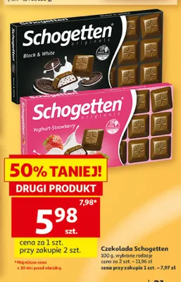 Czekolada Schogetten Yoghurt-Strawberry promocja w Auchan