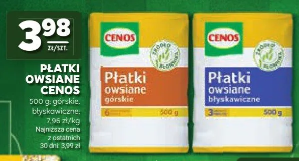 Płatki owsiane błyskawiczne Cenos promocja w Stokrotka