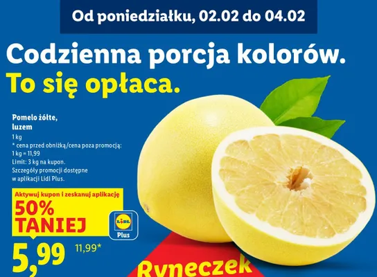 Pomelo żółte luzem promocja w Lidl