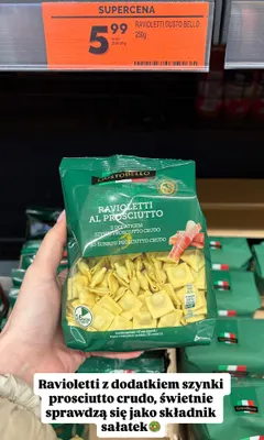 Ravioletti al prosciutto z dodatkiem szynki prosciutto crudo promocja w Biedronka