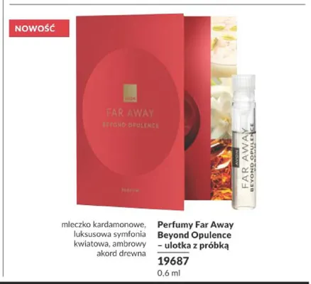 Perfumy Avon Far Away Beyond Opulence – ulotka z próbką promocja w AVON