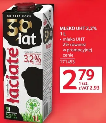 Mleko UHT 3.2% Łaciare 1 l promocja w Selgros