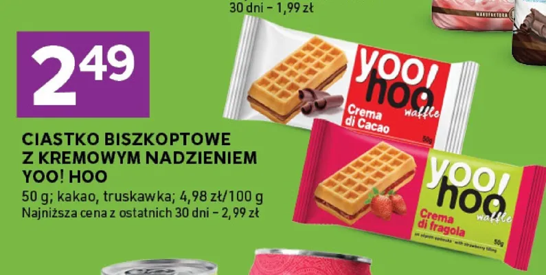Ciastko biszkoptowe z kremowym nadzieniem Yoo! Hoo truskawkowe promocja w Stokrotka