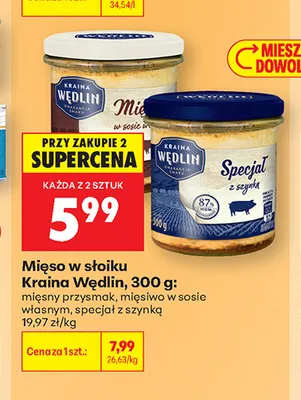 Mięso w słoiku mięsny przysmak Kraina Wędlin promocja w Biedronka