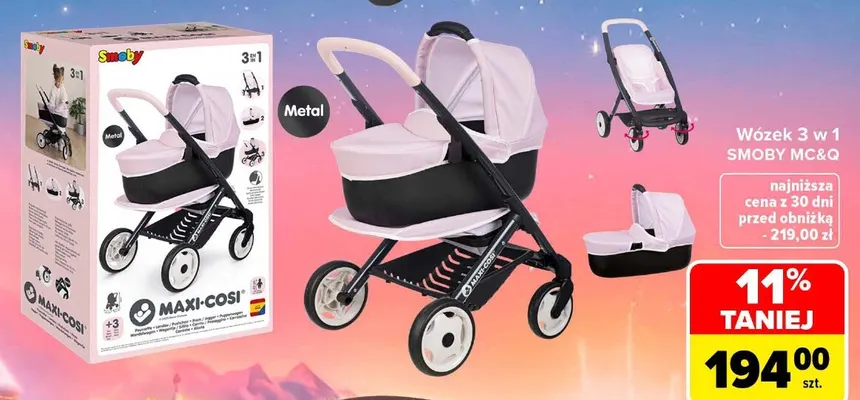 Wózek 3 w 1 Smoby MC & Q promocja w Carrefour