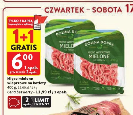 Mięso mielone wieprzowe na kotlety Dolina Dobra promocja w Intermarche
