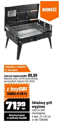 Składany grill węglowy ruszt ze stali chromowanej 25x42cm promocja w OBI