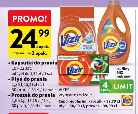 Kapsułki do prania Vizir promocja w Intermarche