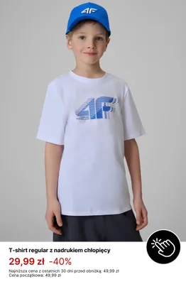 T-shirt regular z nadrukiem chłopięcy 4F promocja w 4F