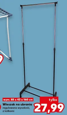 Wieszak na ubrania regulowana wysokość, z kółkami Kaufland promocja w Kaufland