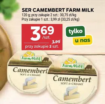 Ser Camembert Farm Milk promocja w Stokrotka