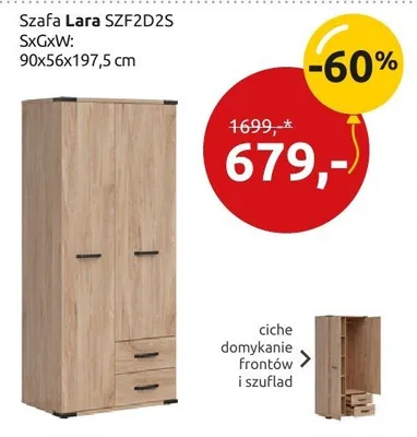 Szafa SZF2D2S SxGxW: 90x56x197,5 cm promocja w Black Red White