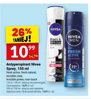 Antyperspirant Nivea Spray Fresh Active promocja w Twój Market
