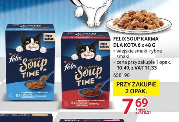 Felix Soup karma dla kota wiejskie smaki 6-pak 48 g promocja w Selgros