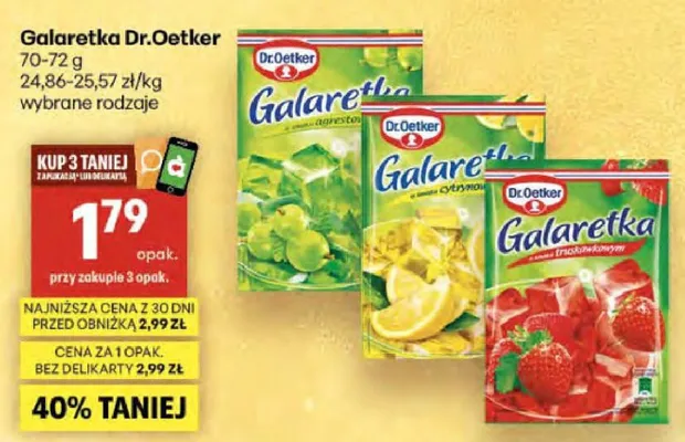 Galaretka Dr.Oetker o smaku cytrynowym promocja w Delikatesy Centrum