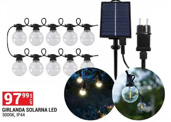 Girlanda solarna LED 3000K IP44 promocja w Merkury Market