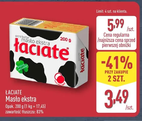 Masło ekstra Łaciate promocja w Aldi