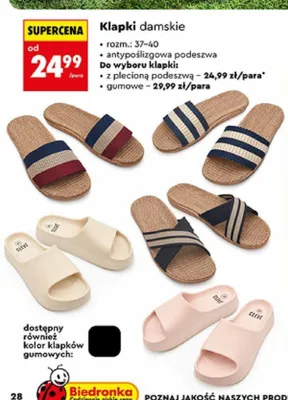 Klapki damskie gumowe Clevé promocja w Biedronka