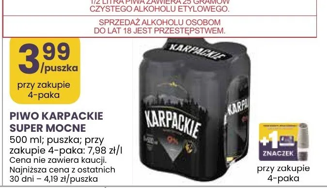 Piwo Karpackie Super Mocne promocja w Stokrotka