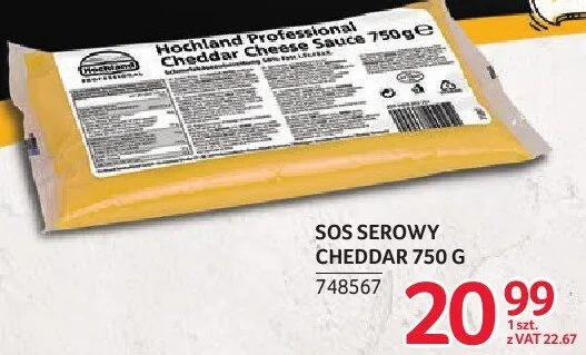 Sos serowy Cheddar 750 g promocja w Selgros