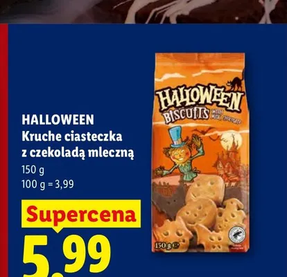 Kruche ciasteczka z czekoladą mleczną Halloween promocja w Lidl