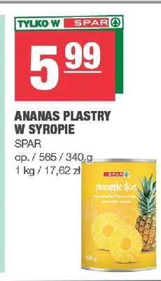 Ananas plastry w syropie promocja w SPAR