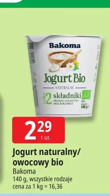 Jogurt naturalny bio Bakoma promocja w Leclerc