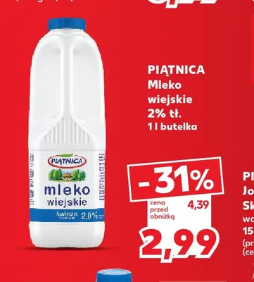 Mleko wiejskie Piątnica 2% promocja w Kaufland