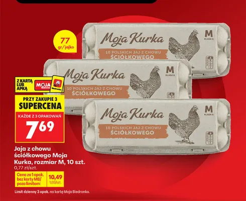 Jaja z chowu ściółkowego Moja Kurka rozmiar M promocja w Biedronka