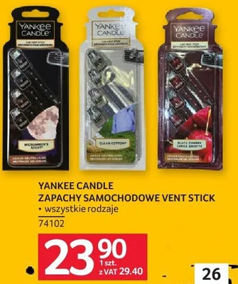 Zapachy samochodowe Yankee Candle Vent Stick promocja w Selgros