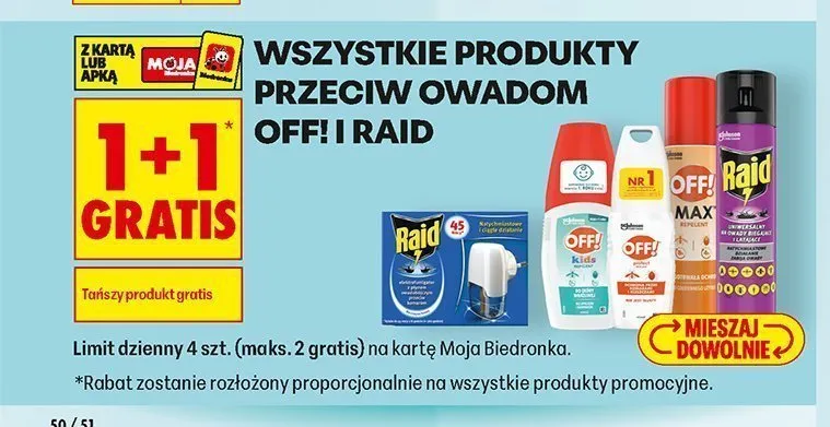Wszystkie produkty przeciw owadom OFF! i Raid promocja w Biedronka