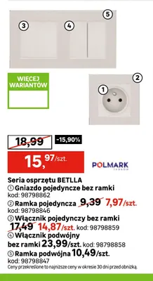 Włącznik podwójny bez ramki Betlla Polmark promocja w Leroy Merlin