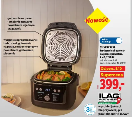 Frytkownica i parowar na gorące powietrze 2 w 1 Silvercrest promocja w Lidl